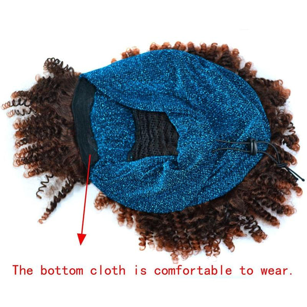 Gradient Small Curly Headscarf Wig In 12.Tjg1 1B Colour Hair Extensions