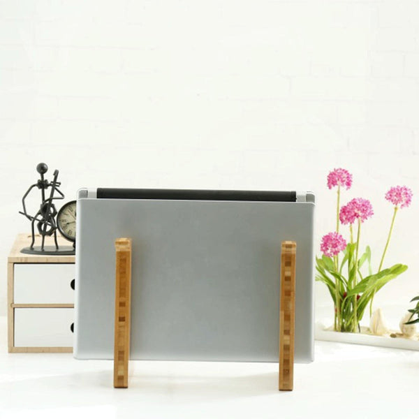 Bamboo Wood Desktop Storage Rack For Computers And Tablets Monitor Mounts & Stands