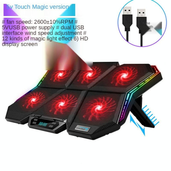 Six Fan Rgb Laptop Cooling Base For Enhanced Performance Laptop Cooling Pads