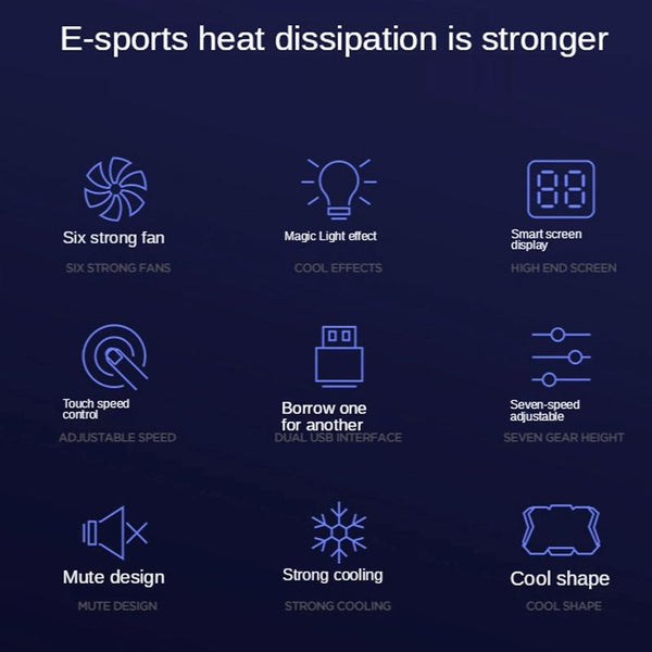 Six Fan Rgb Laptop Cooling Base For Enhanced Performance Laptop Cooling Pads