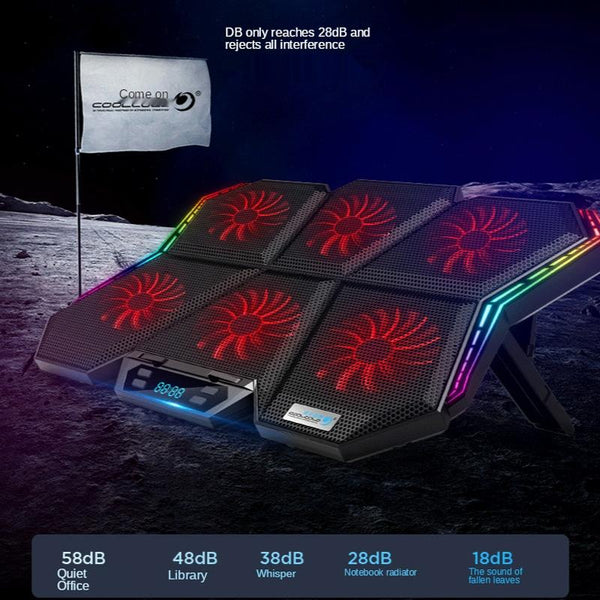Six Fan Rgb Laptop Cooling Base For Enhanced Performance Laptop Cooling Pads