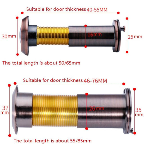 Wide Angle Security Door Viewer Two Pack Red Bronze Zinc Alloy For Home Door & Window Sensors