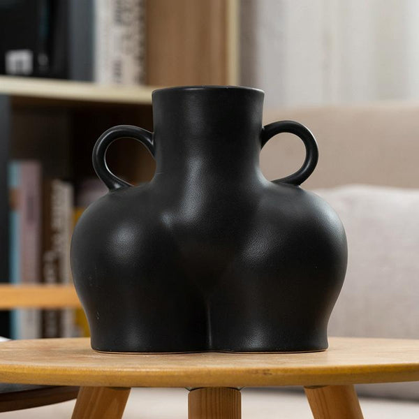 Large Matte Black Ceramic Vase For Home Decor And Dried Flower Arrangements Vases