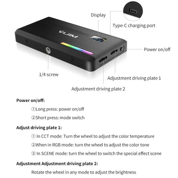 Hand Held Rgb Fill Light For Portable Photography With Adjustable Brightness Costume Lights