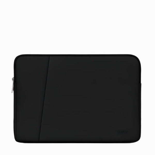 Midnight Black Leather Laptop Bag Double Layer For 13 To 14 Inch Devices Laptop Cases & Bags