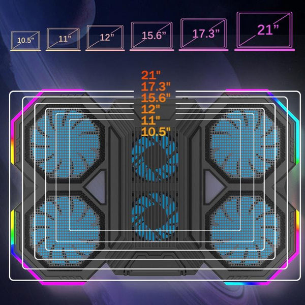 Usb Fan Stand With Phone Holder And Blue Light Six Fans Portable Fans