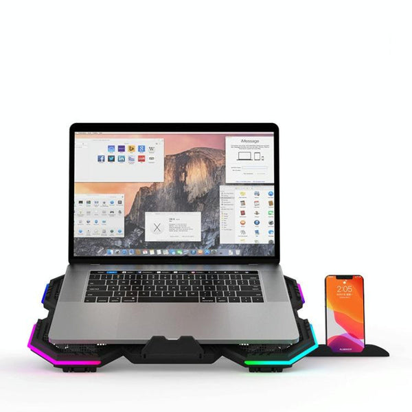 Usb Fan Stand With Phone Holder And Rgb Blue Lighting Portable Fans