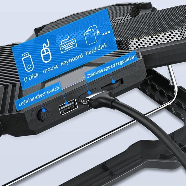 Usb Fan Stand With Phone Holder And Rgb Blue Lighting Portable Fans