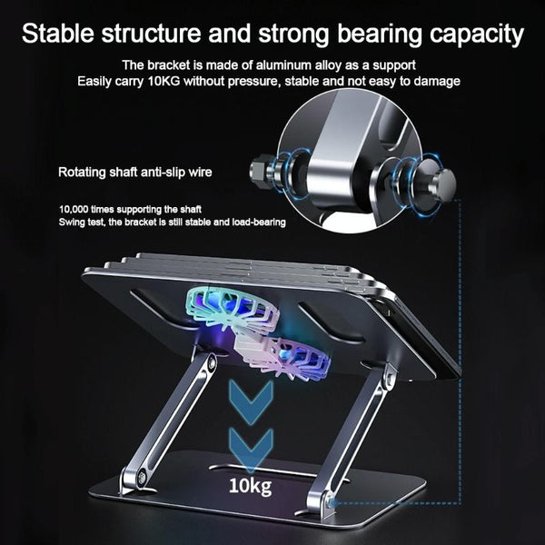 Aluminum Laptop Stand With Cooling And Type Cable Gray Monitor Mounts & Stands