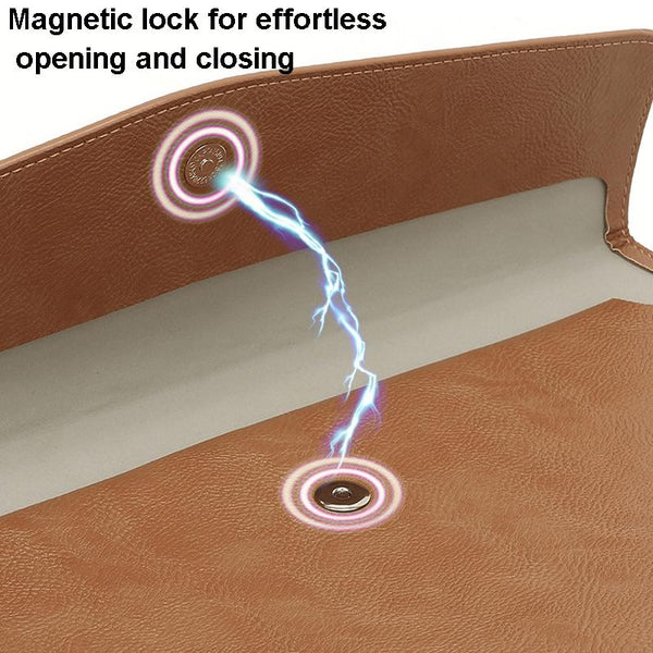 13.3 Inch Litchi Texture Leather Laptop Sleeve Dark Brown Protective Case Laptop Cases & Bags