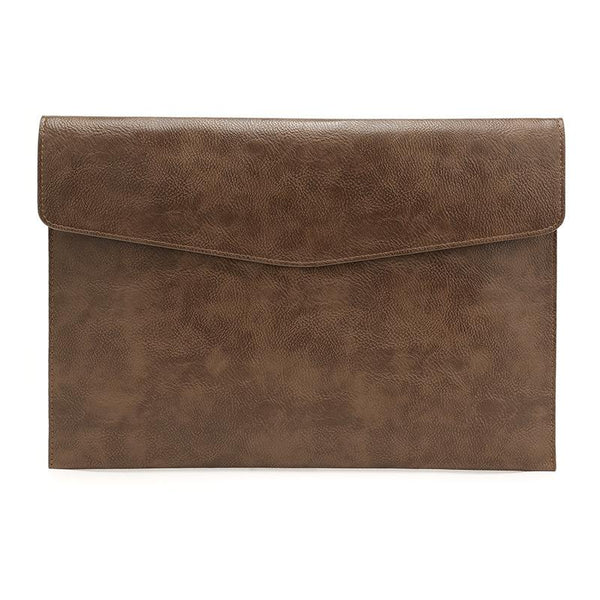 13.3 Inch Litchi Texture Leather Laptop Sleeve Dark Brown Protective Case Laptop Cases & Bags