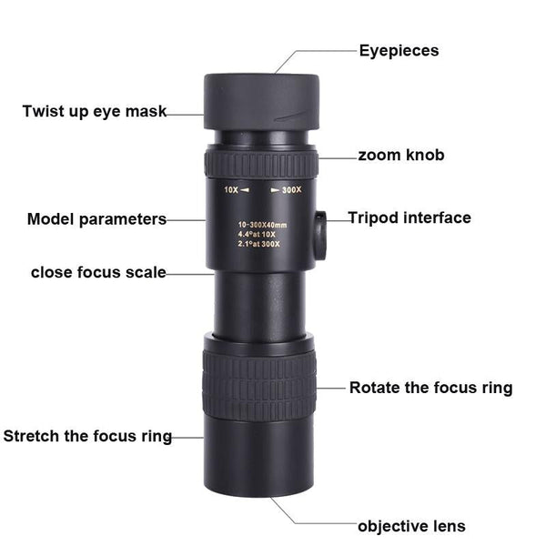 High Definition Monocular Telescope With Photo Holder & Tripod 10 300X40 Binoculars & Monoculars