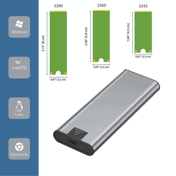 Aluminium M.2 Nvme Usb C Drive Enclosure For Solid State Storage Devices Drive Enclosures & Docks