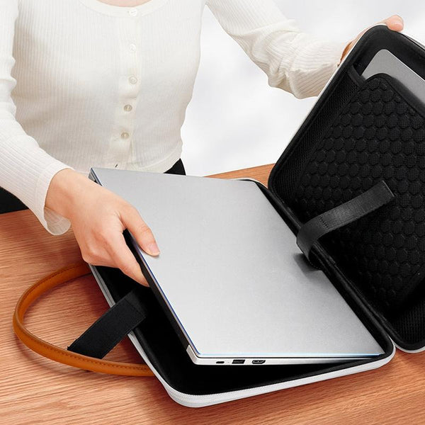 Waterproof Multifunctional Computer Bag In Grey Leather With Enhanced Protection Laptop Cases & Bags