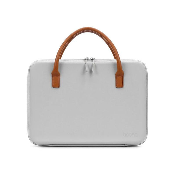 Waterproof Multifunctional Computer Bag In Grey Leather With Enhanced Protection Laptop Cases & Bags