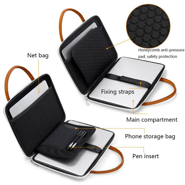 Waterproof Leather Computer Bag Multifunctional Navy Blue Laptop Cases & Bags