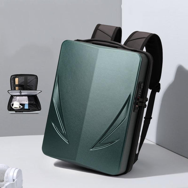 Men's Hard Shell Gaming Backpack In Green Durable And Waterproof Design Bags