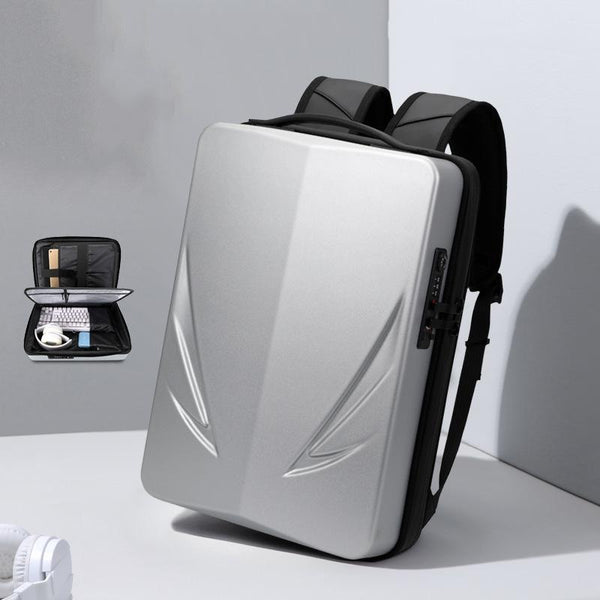 Men's Gaming Backpack Hard Shell Single Layer Silver Bags