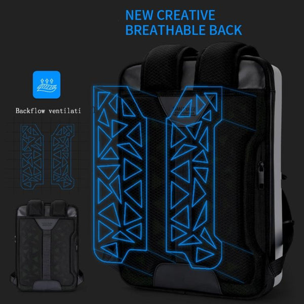 Men's Gaming Backpack Hard Shell Single Layer Silver Bags