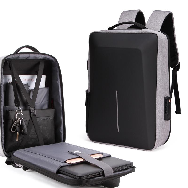 Men Anti Theft Hard Shell Backpack With Alloy Frame Gray Bags