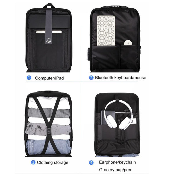 Hard Shell Anti Theft Backpack With Alloy Frame For Computers In Grey Anti Theft Locks & Kits