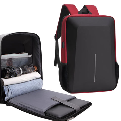 Men Anti Theft Hard Shell Backpack With Alloy Frame Red Bags