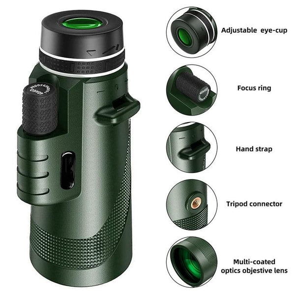 High Power Monocular With Night Vision Clip And Tripod 40X60 Binoculars & Monoculars