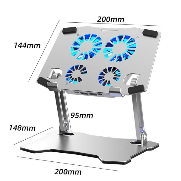 Aluminium Laptop Cooling Stand With Four Fans And Adjustable Height Laptop Cooling Pads