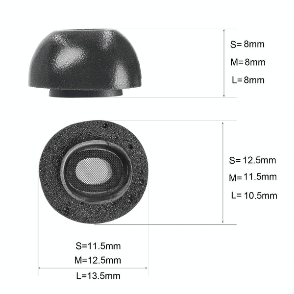 2 Pack Large Black Memory Foam Ear Tips For Tws Airpods Pro Headphone Accessories