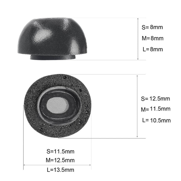 2 Pack Memory Foam Ear Tips For Tws Airpods Pro Black Small Size Headphone Accessories