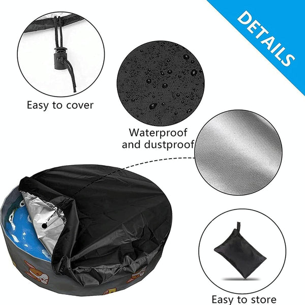 Round Foldable Pool Cover Dustproof & Sunscreen 122X30cm Black / Silver Pool Covers