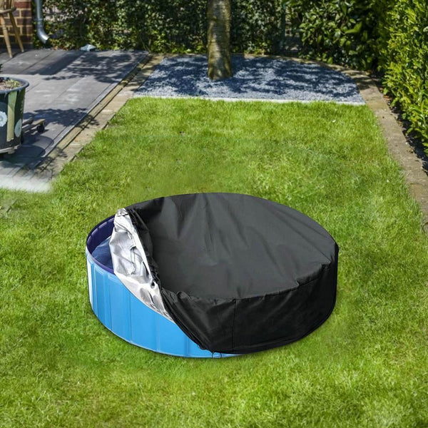 Round Foldable Pool Cover Dustproof & Sunscreen 122X30cm Black / Silver Pool Covers