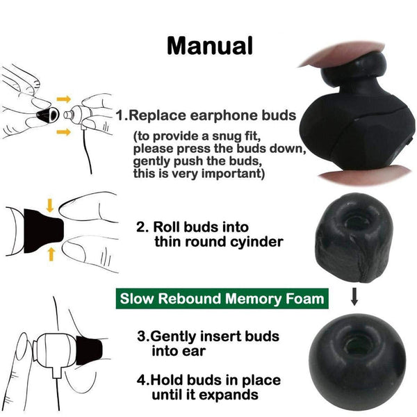 6 Pack Memory Foam Earplugs For True Wireless Headsets Medium Size Headphone Accessories