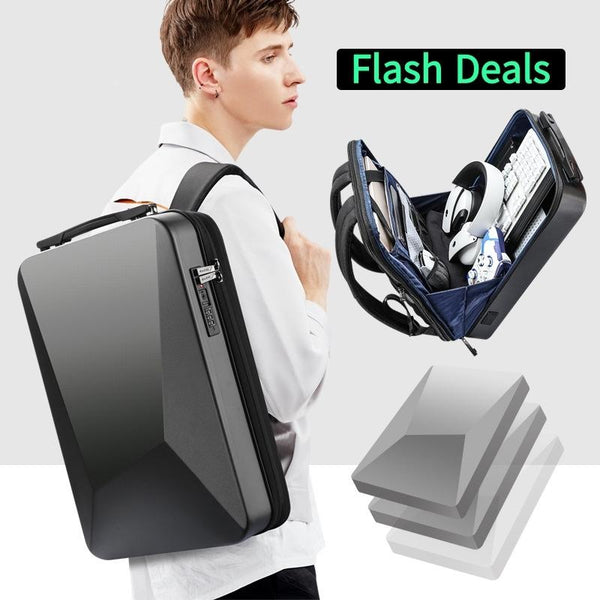 Waterproof Expandable Backpack With Usb Charging Regular Black Backpacks