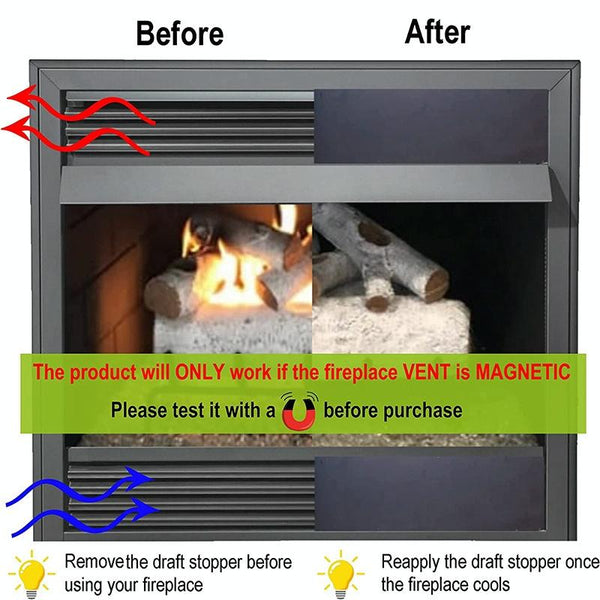 2 X Magnetic Fireplace Draft Stopper Cover To Block Cold Air 101.6 15.24Cm Fireplace & Stove Accessories