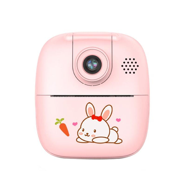 Hd Cartoon Kids Camera With Rotating Lens Pink 16G Instant Cameras