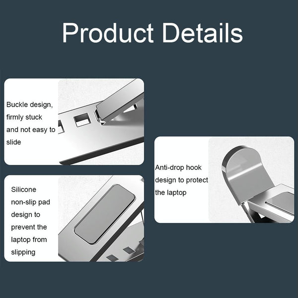 Foldable Aluminium Laptop Stand With Heat Dissipation And Portable Design Stands Holders & Car Mounts