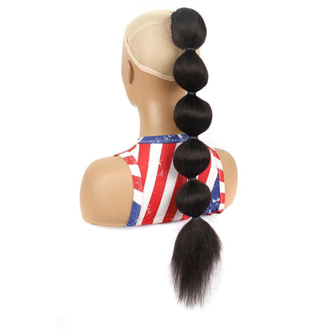 Long Shaggy Drawstring Ponytail Wig Bubble Shape Hair Extensions