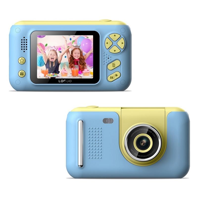 Kids High Definition Reversible Camera With 2.4 Inch Display Yellow And Blue Digital Cameras