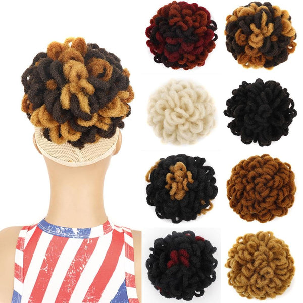 Shaggy Drawstring Dreadlock Hair Bun In 613 Colour With Chemical Fiber Silk Hair Extensions