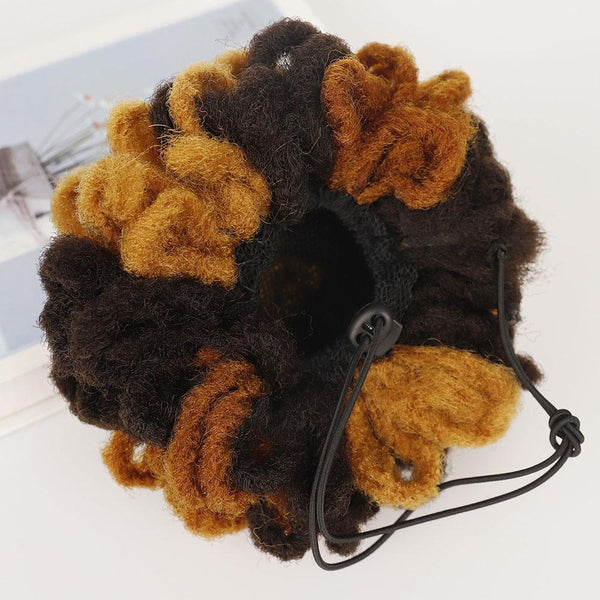 Shaggy Drawstring Dreadlock Hair Bun In 613 Colour With Chemical Fiber Silk Hair Extensions