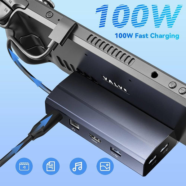 6 In Steam Deck Expansion Dock With 4K Hdmi Output And Fast Charging Capability Chargers & Sync Cables