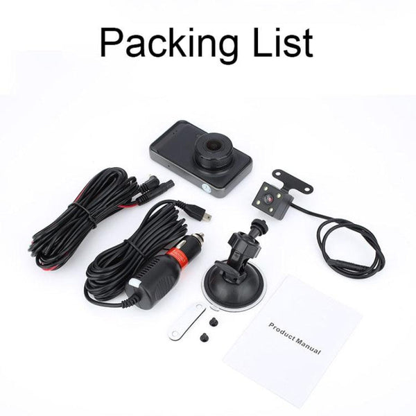 1080P Hd Dual Lens Driving Recorder With Motion Detection 3 Inch Display Other Car Video