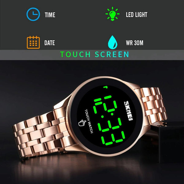 Stainless Steel Touch Screen Led Watch With Waterproof Functionality Smart Watches