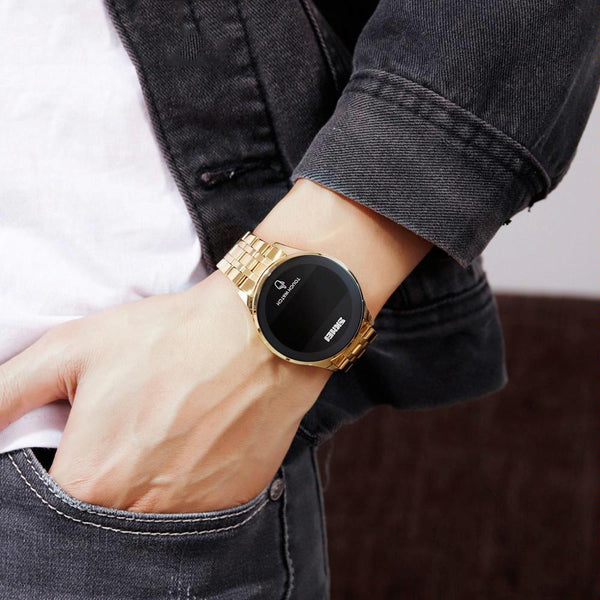 Stainless Steel Touch Screen Led Watch With Waterproof Functionality Smart Watches