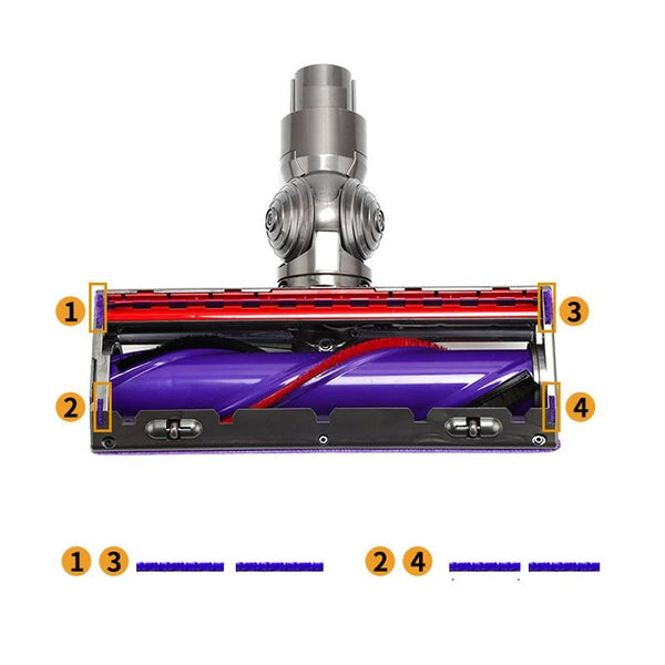 Soft Plush Strips Replacement Parts For Dyson V8 V10 Vacuum Cleaner Set Of Four Vacuum Cleaner Parts