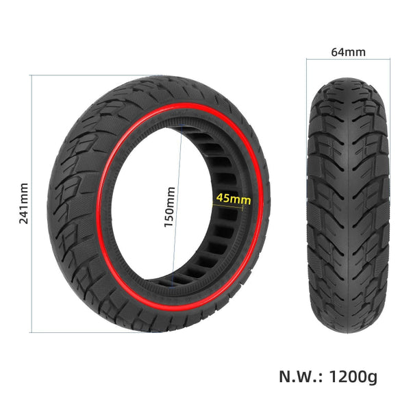 Ninebot Max G30 Solid Rubber Scooter Tire 10 Inch By 2.5 Red Line Accessories Parts