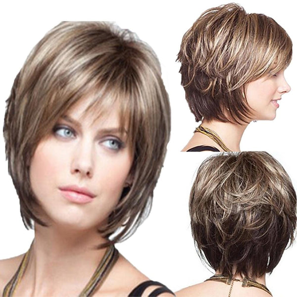 Short Curly Silk Wig In Mixed Colour For Versatile Hair Styling Hair Extensions