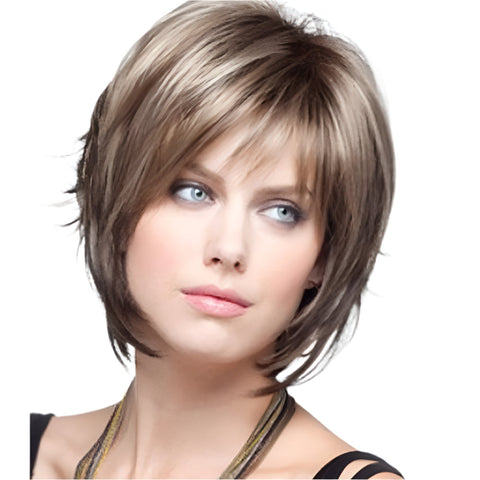 Short Curly Silk Wig In Mixed Colour For Versatile Hair Styling Hair Extensions