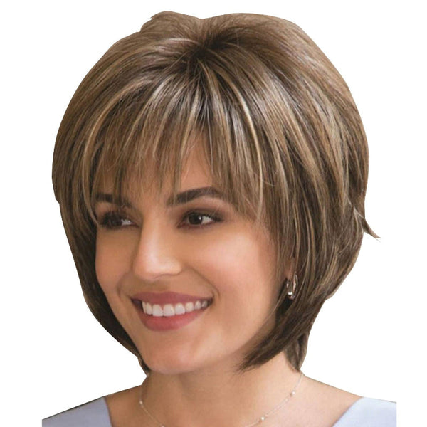 Curly Short Hair Wig Mixed Light Gold Hair Extensions